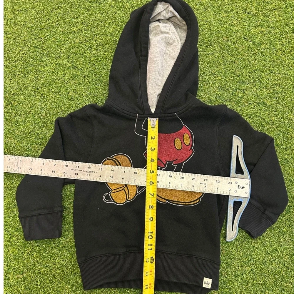 Gap Kids Disney Mickey Mouse Glitter Graphic Hoodie Black Youth Size S